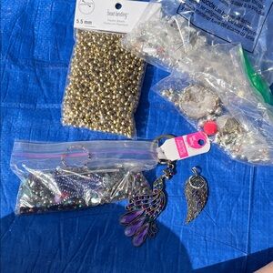 Craft beads & Purple and Silver Keychain with Wing Charm
